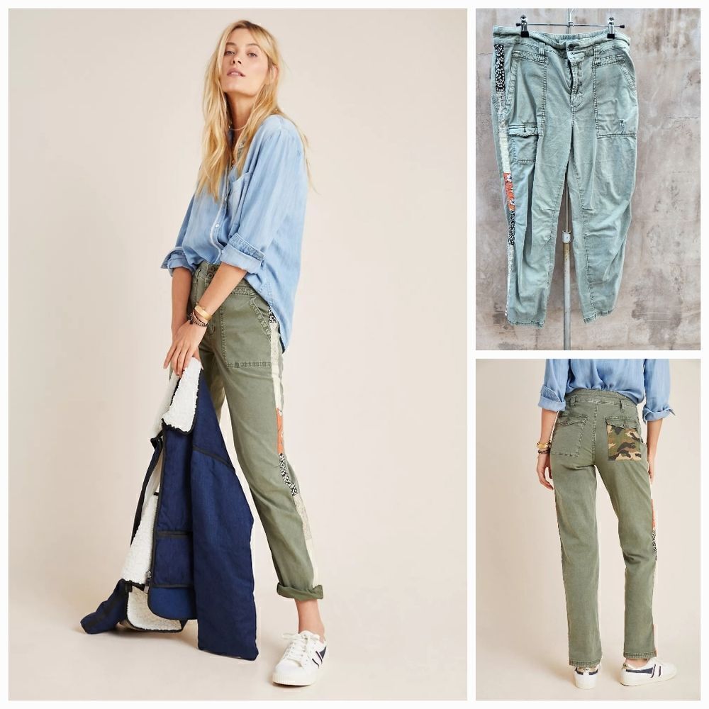 Anthropologie side striped cargo pants